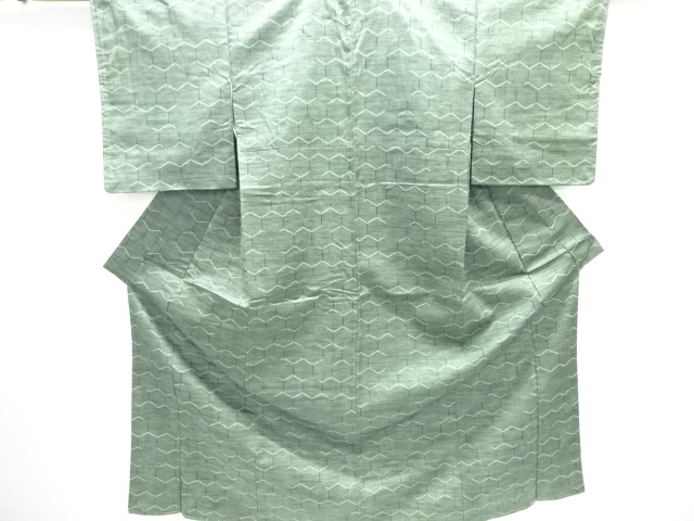 JAPANESE KIMONO / TSUMUGI / WOVEN KIKKO & KASURI PATTERN 